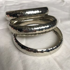 Set of 3 silver bangle bracelets